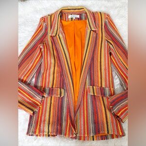 Jeff Gallano Paris Striped Knit Blazer in Orange Multi color